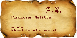 Pingiczer Melitta névjegykártya